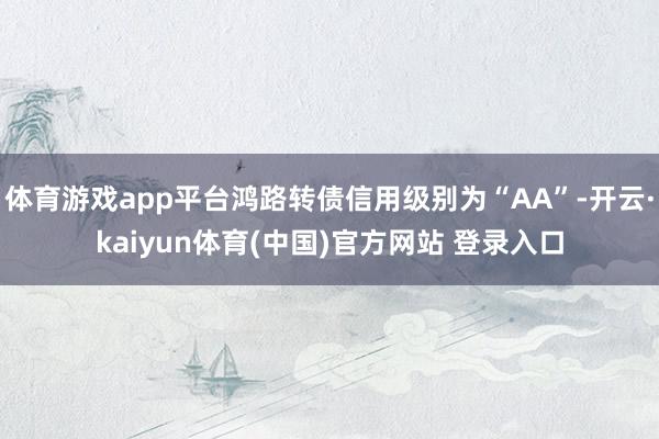体育游戏app平台鸿路转债信用级别为“AA”-开云·kaiyun体育(中国)官方网站 登录入口