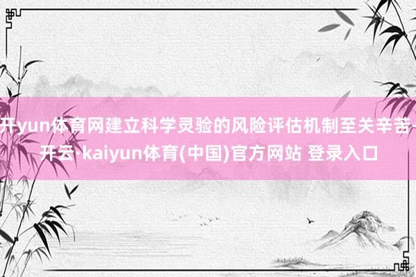 开yun体育网建立科学灵验的风险评估机制至关辛苦-开云·kaiyun体育(中国)官方网站 登录入口