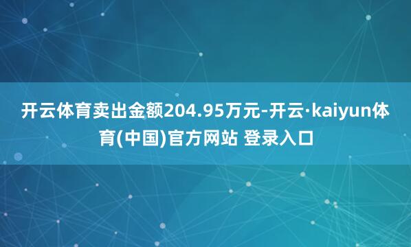 开云体育卖出金额204.95万元-开云·kaiyun体育(中国)官方网站 登录入口